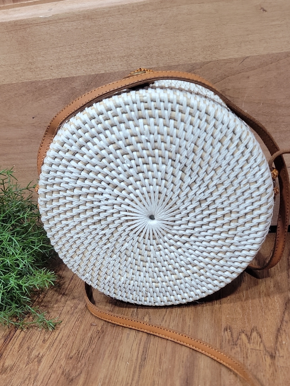 Klara Haloho Hand Crafted Round Rattan Crossbody - Picture 5 of 14